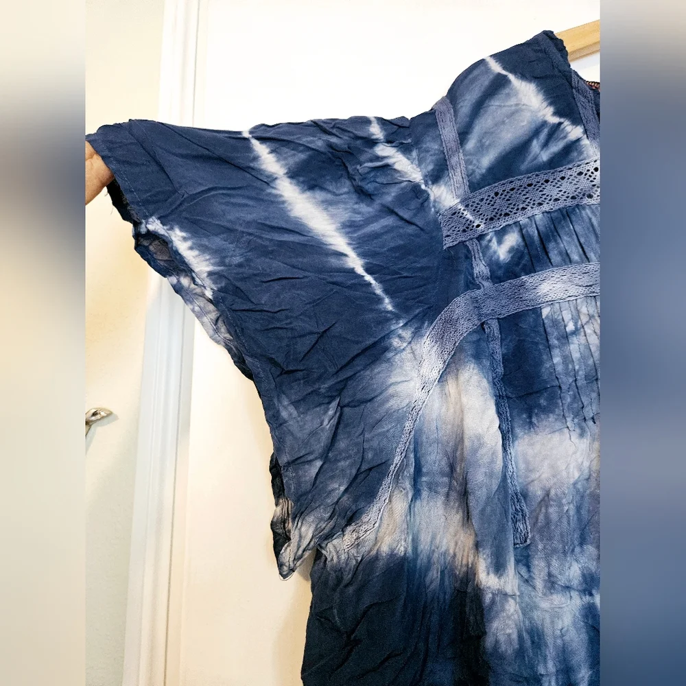 knox Rose Dye Blue Top 4X NWT Blouse - Picture 6 of 9